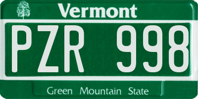 VT license plate PZR998