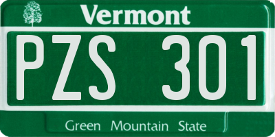 VT license plate PZS301