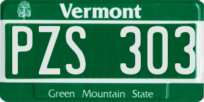 VT license plate PZS303