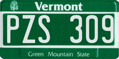 VT license plate PZS309