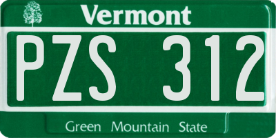 VT license plate PZS312