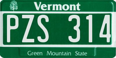 VT license plate PZS314