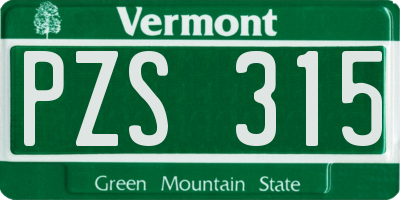 VT license plate PZS315