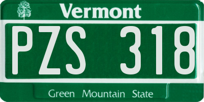 VT license plate PZS318