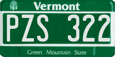 VT license plate PZS322