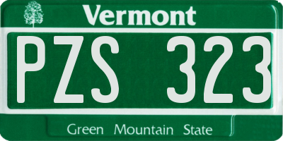 VT license plate PZS323
