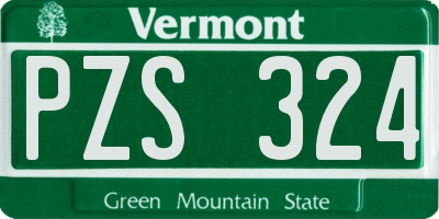 VT license plate PZS324