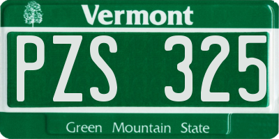 VT license plate PZS325