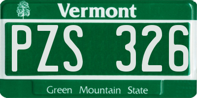 VT license plate PZS326