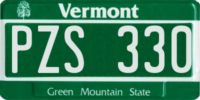 VT license plate PZS330