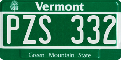 VT license plate PZS332