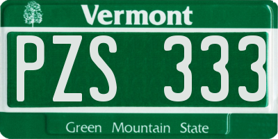 VT license plate PZS333