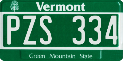 VT license plate PZS334