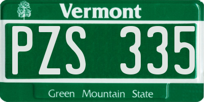 VT license plate PZS335