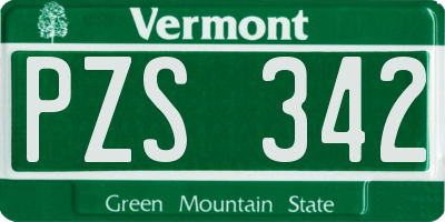 VT license plate PZS342