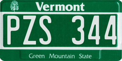 VT license plate PZS344