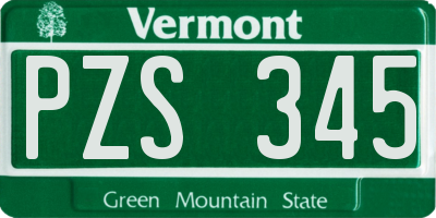VT license plate PZS345