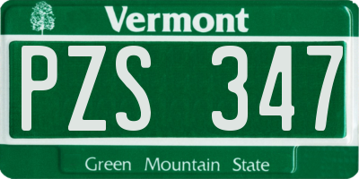 VT license plate PZS347
