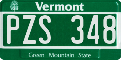 VT license plate PZS348