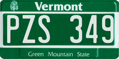 VT license plate PZS349