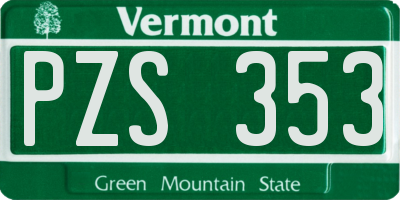 VT license plate PZS353