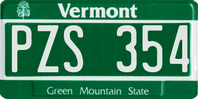 VT license plate PZS354