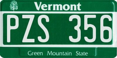 VT license plate PZS356