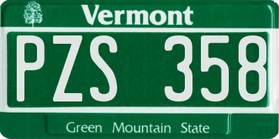 VT license plate PZS358