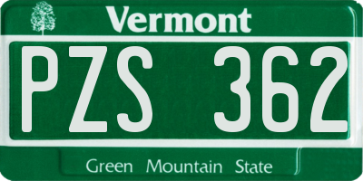 VT license plate PZS362