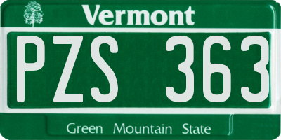 VT license plate PZS363