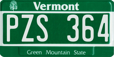 VT license plate PZS364