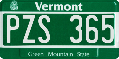 VT license plate PZS365