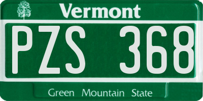 VT license plate PZS368
