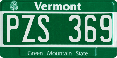 VT license plate PZS369