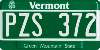 VT license plate PZS372