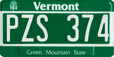 VT license plate PZS374