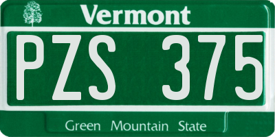 VT license plate PZS375