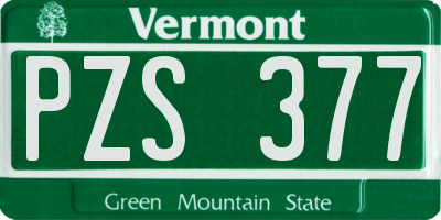VT license plate PZS377