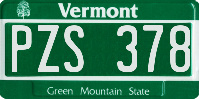 VT license plate PZS378