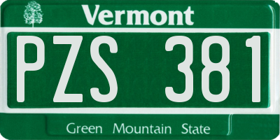 VT license plate PZS381