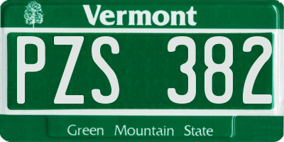 VT license plate PZS382