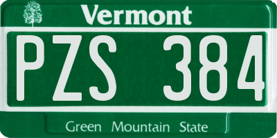 VT license plate PZS384