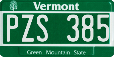 VT license plate PZS385
