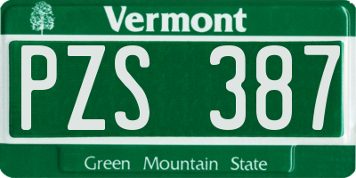VT license plate PZS387