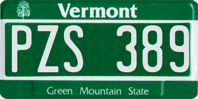 VT license plate PZS389