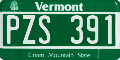 VT license plate PZS391