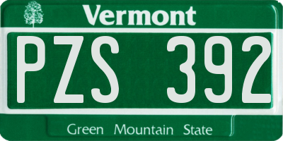 VT license plate PZS392