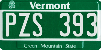VT license plate PZS393