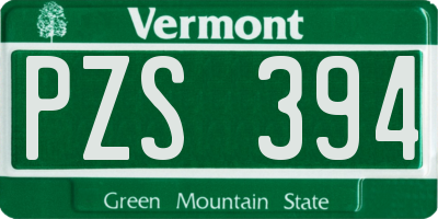 VT license plate PZS394