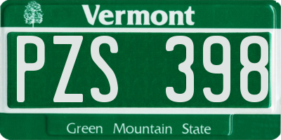 VT license plate PZS398